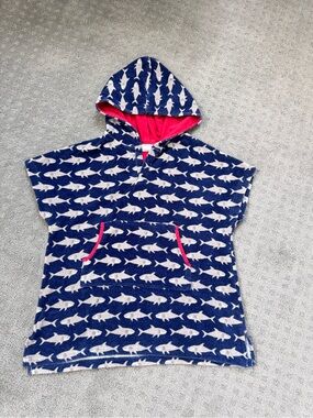 Pottery Barn Kids Shark Hooded Terry Swim Cover Up Size 8-10